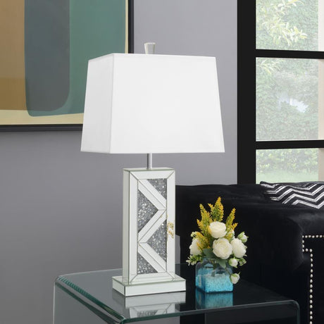 Carmen Silver Geometric Base Table Lamp by Coaster at Eve Furniture