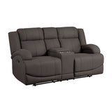 Camryn Chocolate Double Reclining Loveseat with Center Console