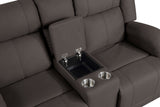 Camryn Chocolate Double Reclining Loveseat with Center Console