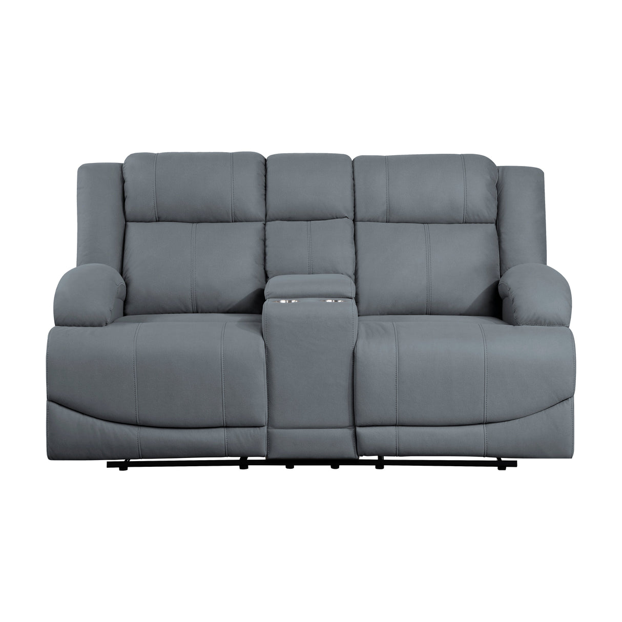 Camryn Graphite Blue Double Reclining Loveseat with Center Console