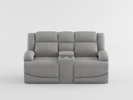 Camryn Graphite Blue Double Reclining Loveseat with Center Console