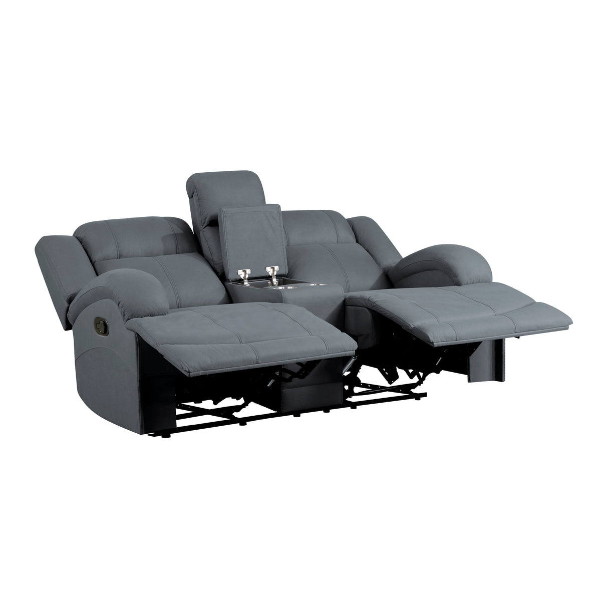 Camryn Graphite Blue Double Reclining Loveseat with Center Console