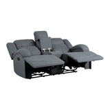 Camryn Graphite Blue Double Reclining Loveseat with Center Console