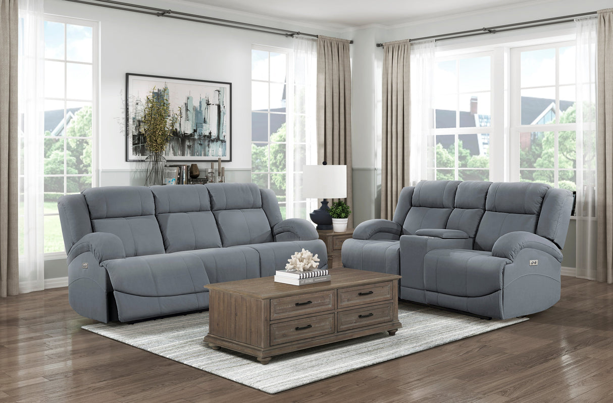 Camryn Graphite Blue Power Double Reclining Loveseat