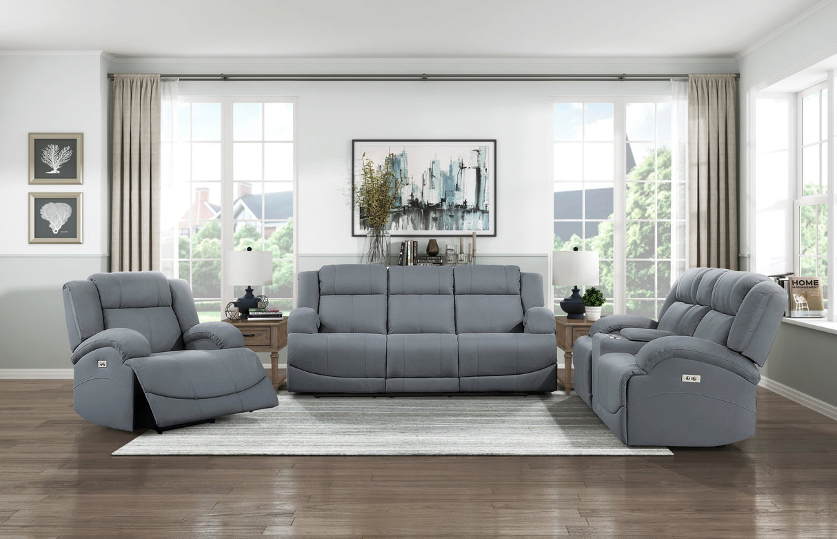 Camryn Graphite Blue Power Double Reclining Loveseat