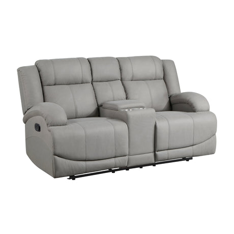 Camryn Gray Double Reclining Loveseat with Center Console