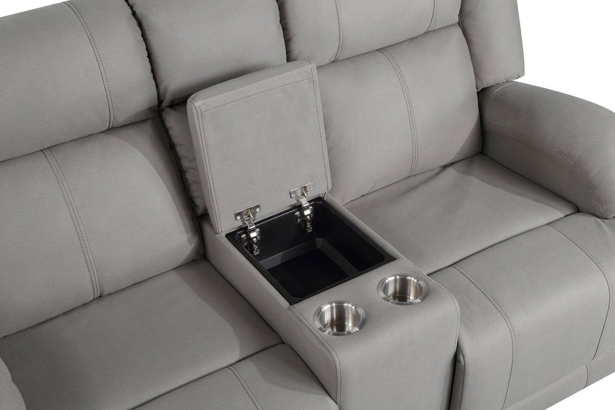 Camryn Gray Double Reclining Loveseat with Center Console