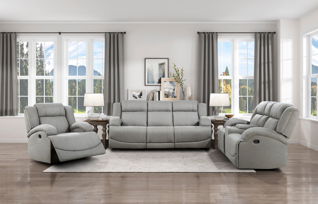 Camryn Gray Double Reclining Loveseat with Center Console