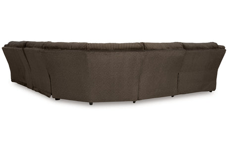 Top Tier Chocolate 6-Piece Reclining Modular Sectional with (LAF) Chaise by Ashley at Eve Furniture