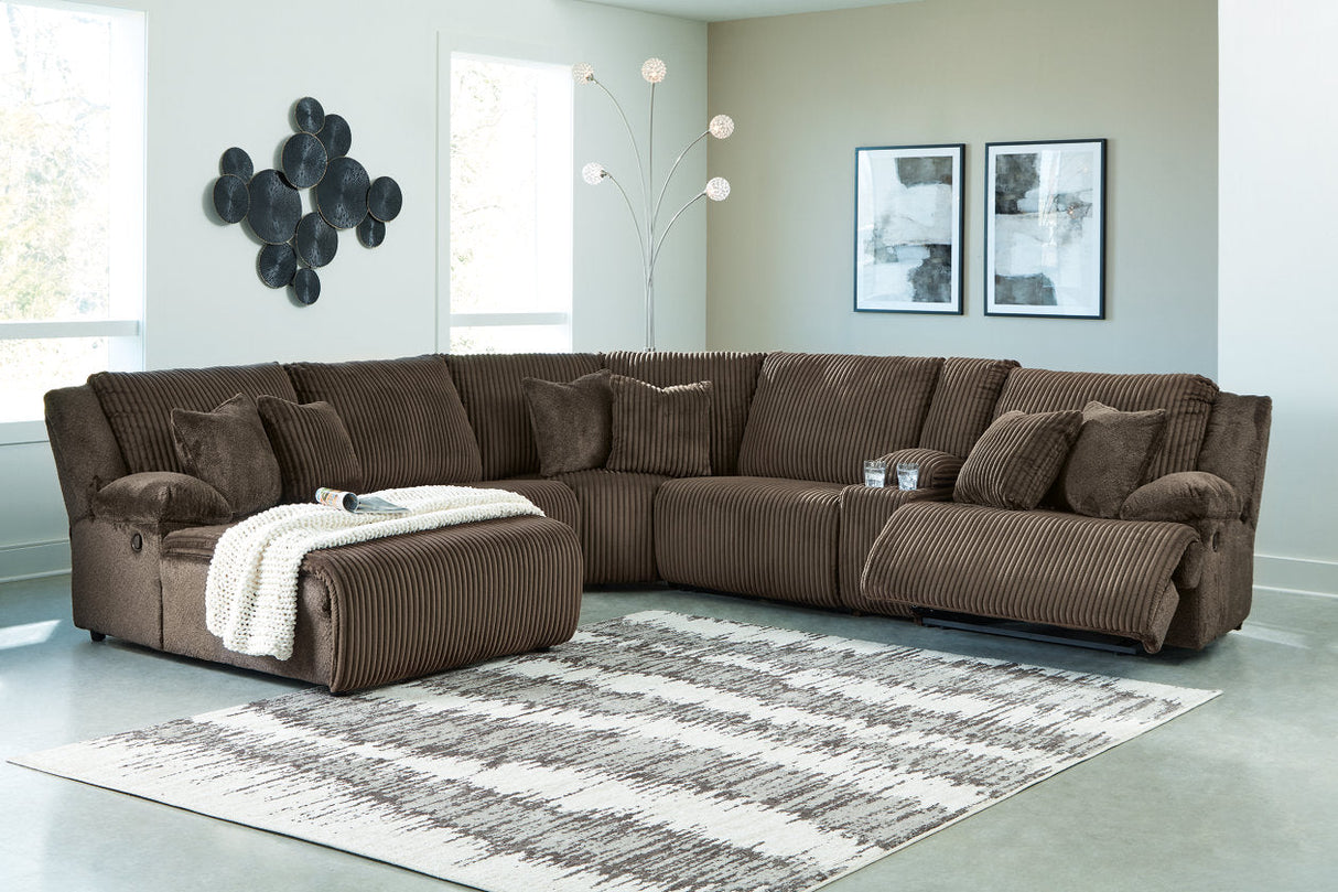 Top Tier Chocolate 6-Piece Reclining Sectional with Chaise