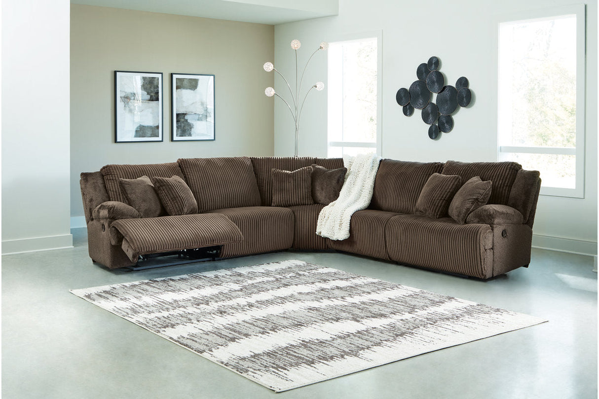 Top Tier Chocolate 5-Piece Reclining Sectional