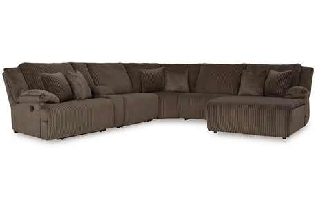 Top Tier Chocolate 6-Piece Reclining Modular Sectional with (RAF) Chaise by Ashley at Eve Furniture