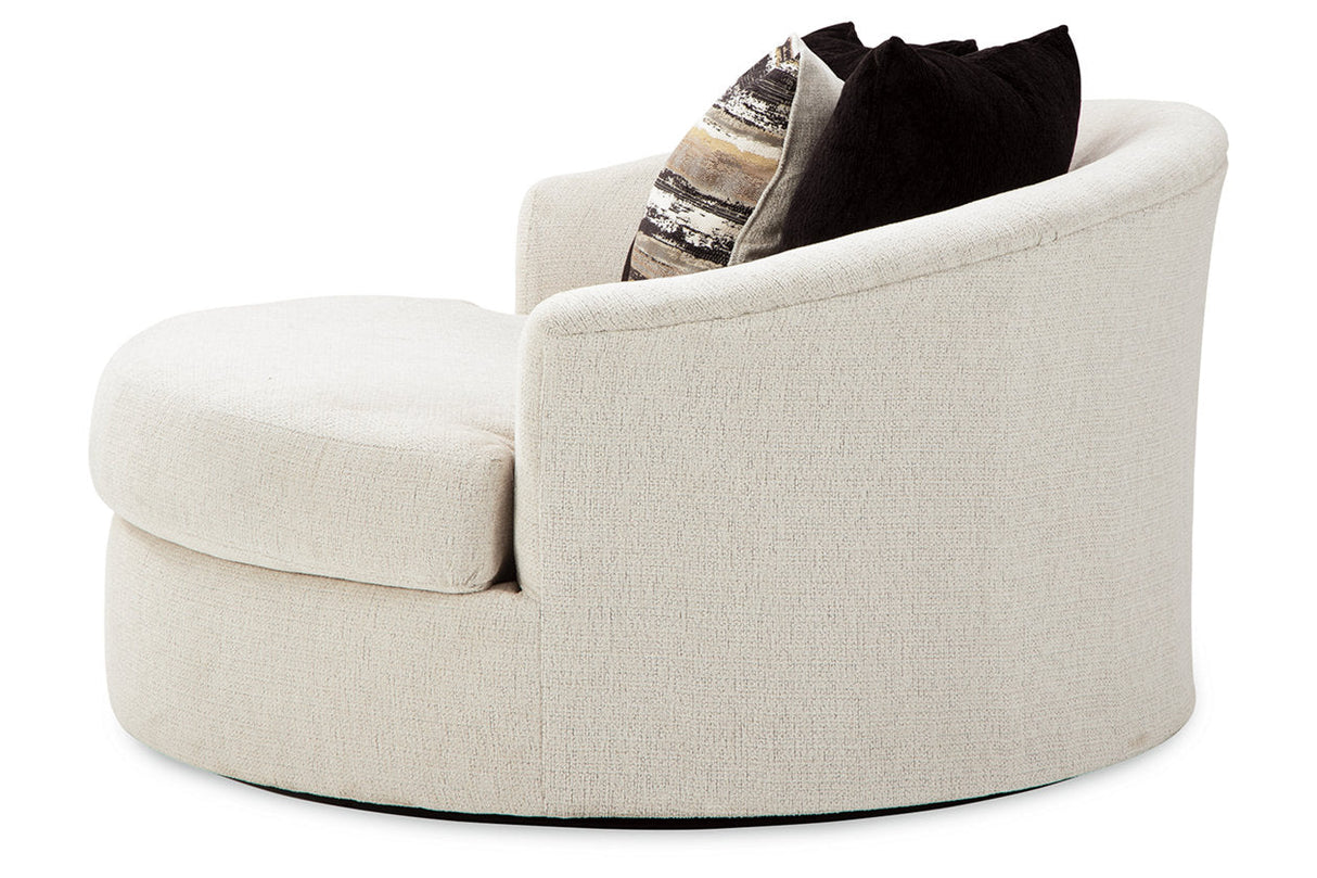 Cambri Snow 2 Oversized Swivel Chairs and Ottoman