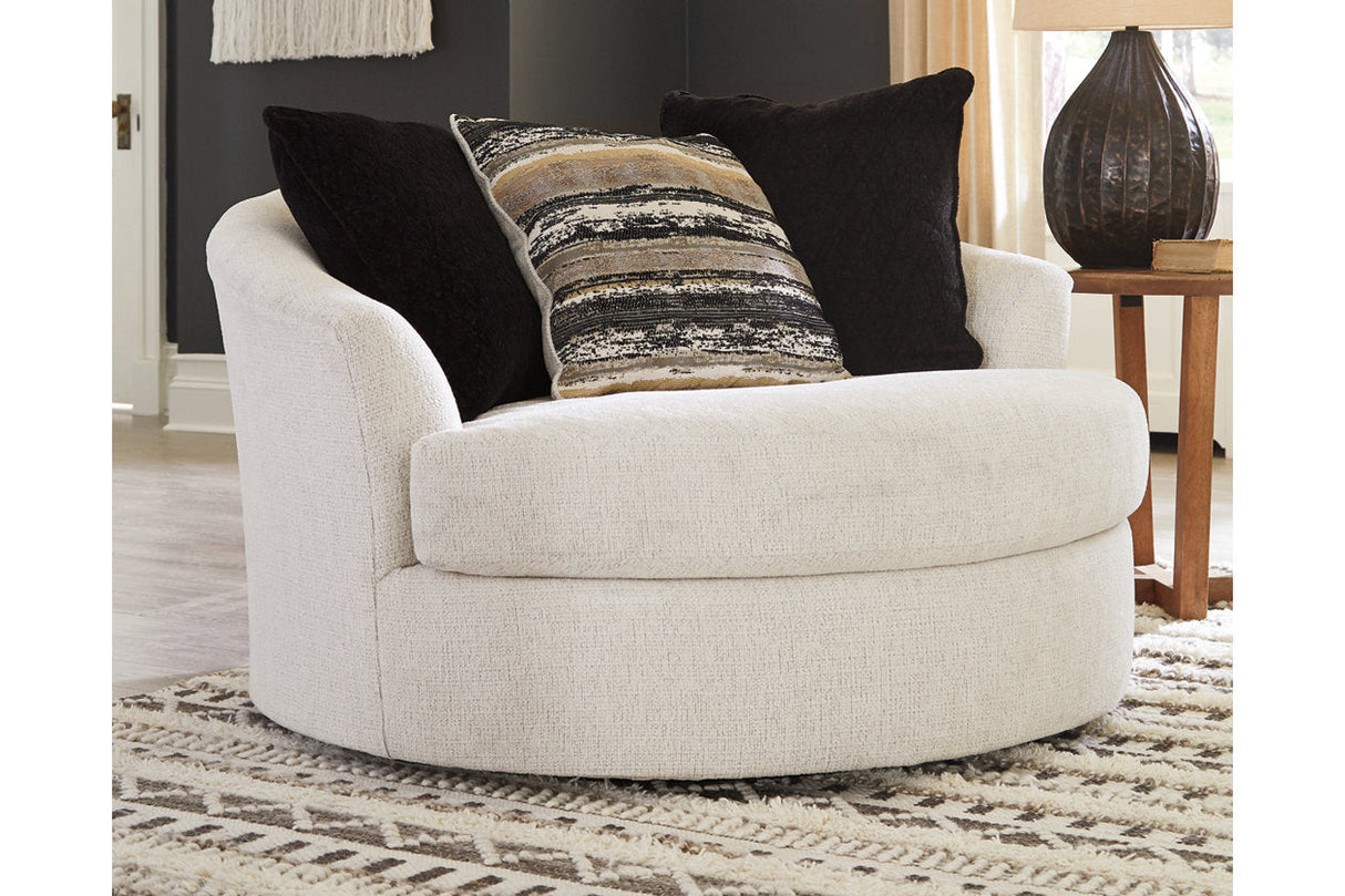 Cambri Snow 2 Oversized Swivel Chairs and Ottoman