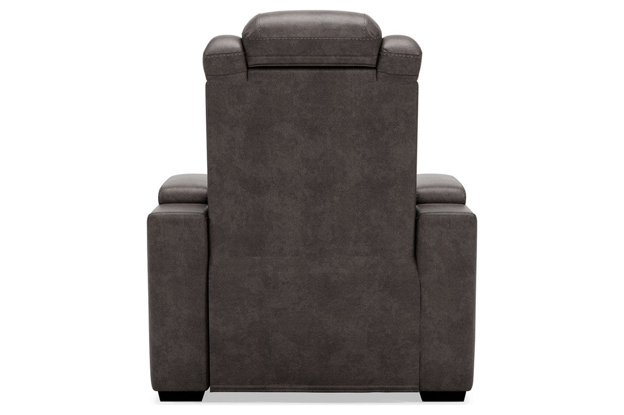 HyllMont Gray Power Reclining Loveseat and Power Recliner