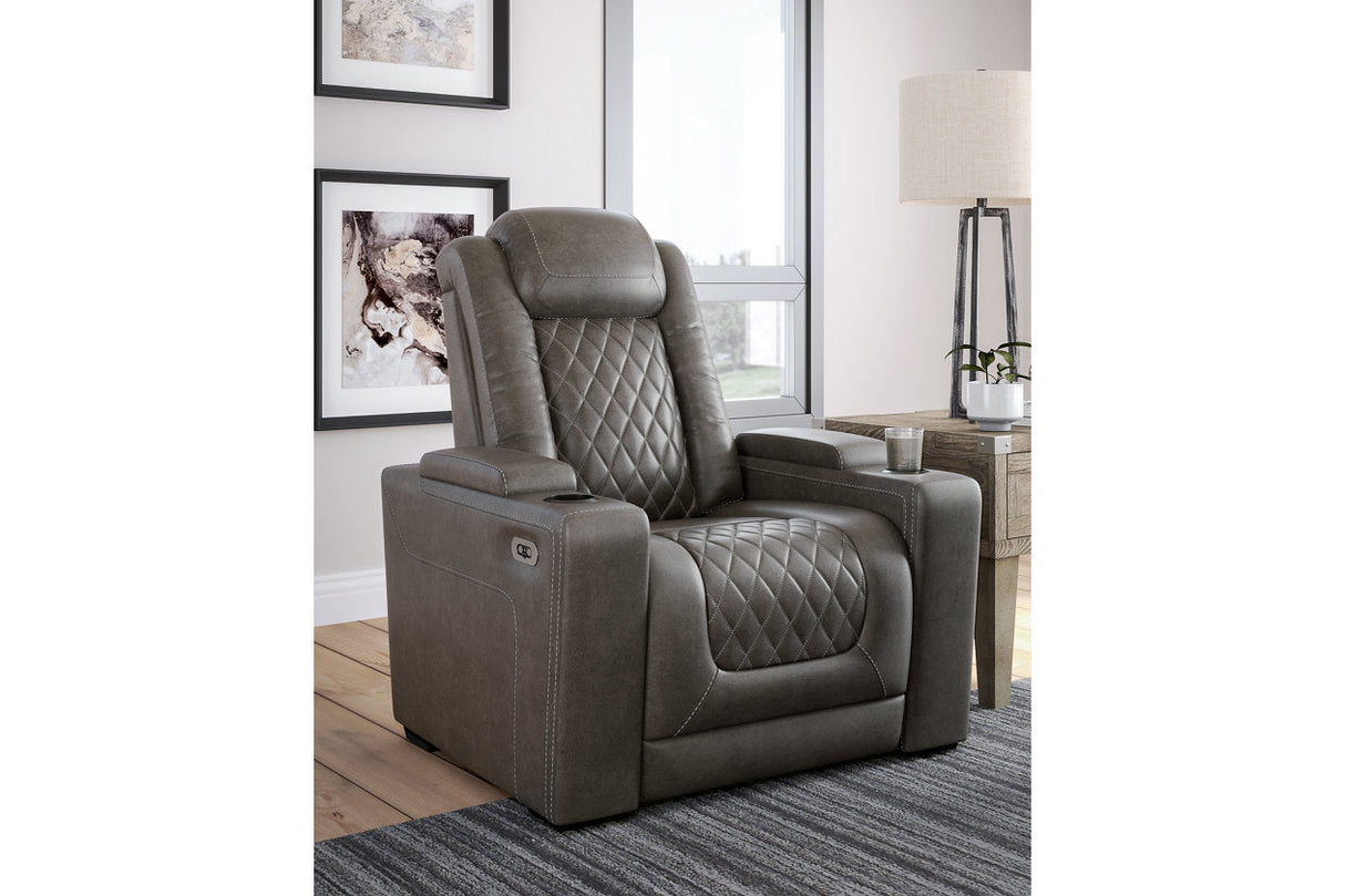 HyllMont Gray Power Reclining Sofa and Power Recliner