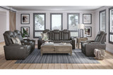 HyllMont Gray Power Reclining Loveseat and Power Recliner