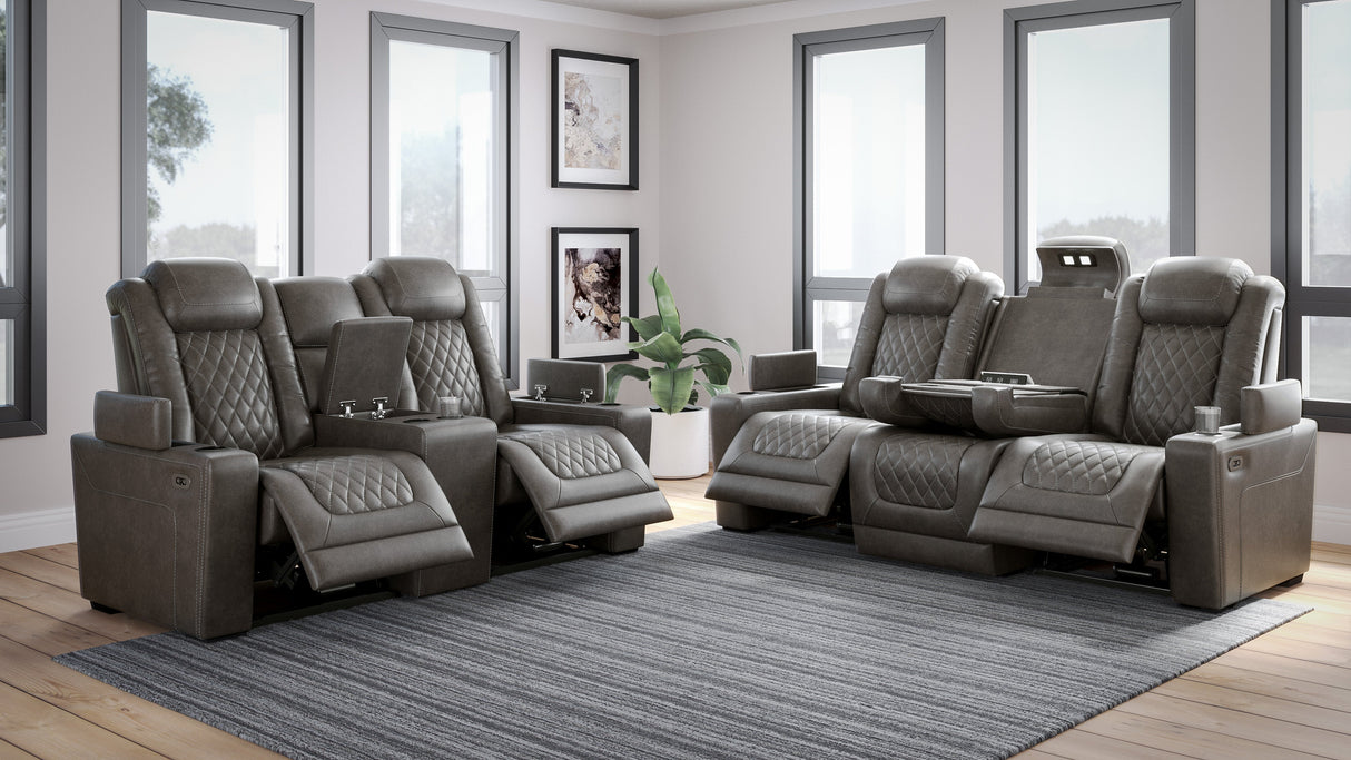 HyllMont Gray Power Reclining Living Room Set