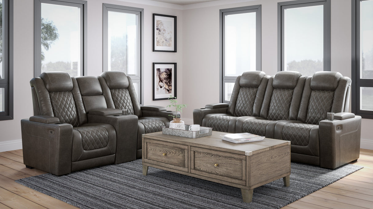 HyllMont Gray Power Reclining Living Room Set