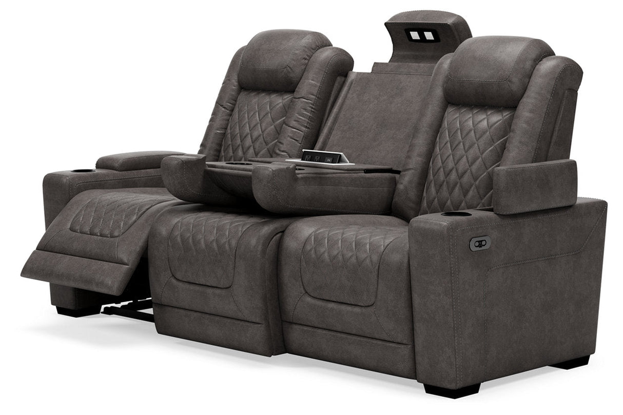 HyllMont Gray Power Reclining Sofa