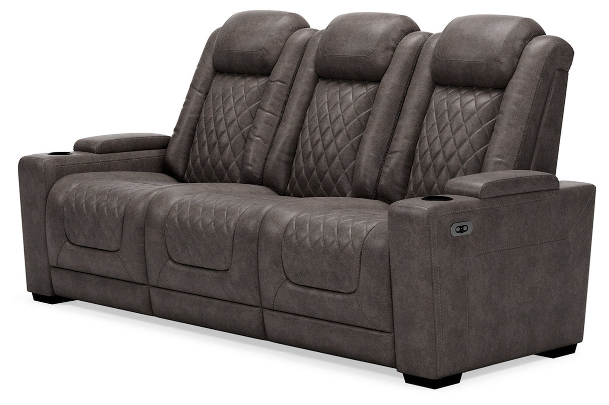 HyllMont Gray Power Reclining Sofa