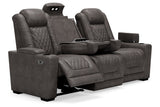 HyllMont Gray Power Reclining Sofa