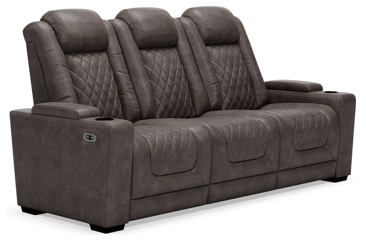 HyllMont Gray Power Reclining Sofa