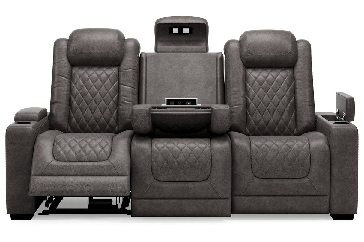 HyllMont Gray Power Reclining Sofa