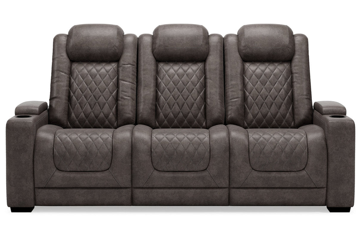 HyllMont Gray Power Reclining Sofa