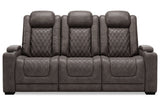 HyllMont Gray Power Reclining Sofa