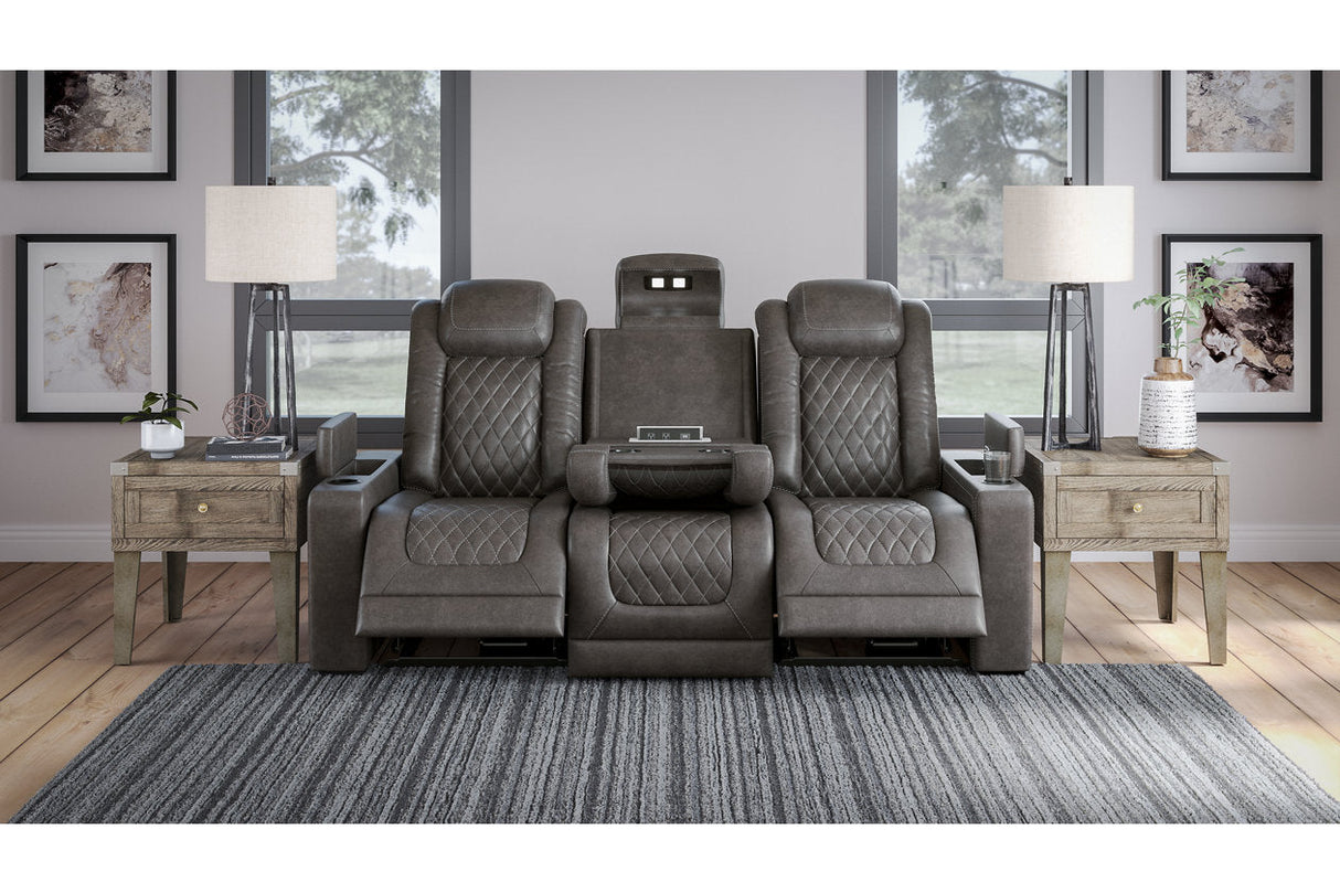 HyllMont Gray Power Reclining Sofa