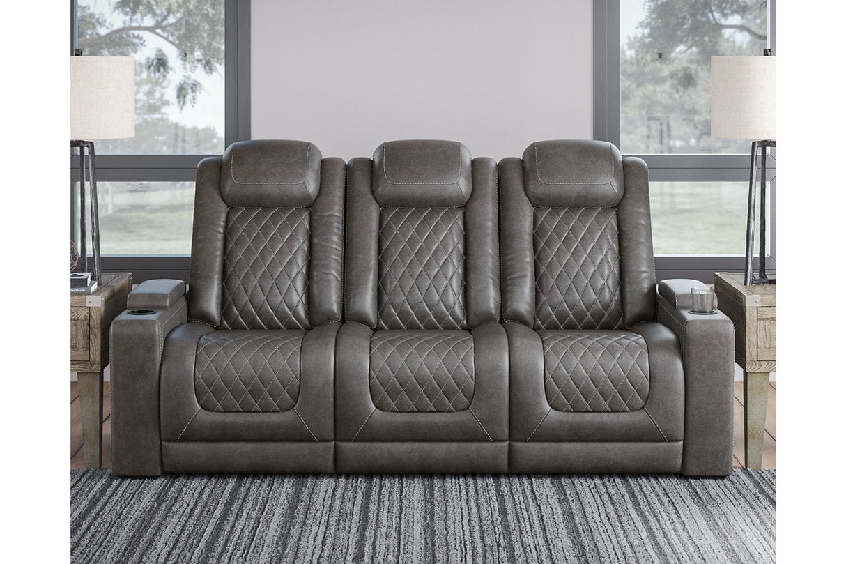 HyllMont Gray Power Reclining Sofa