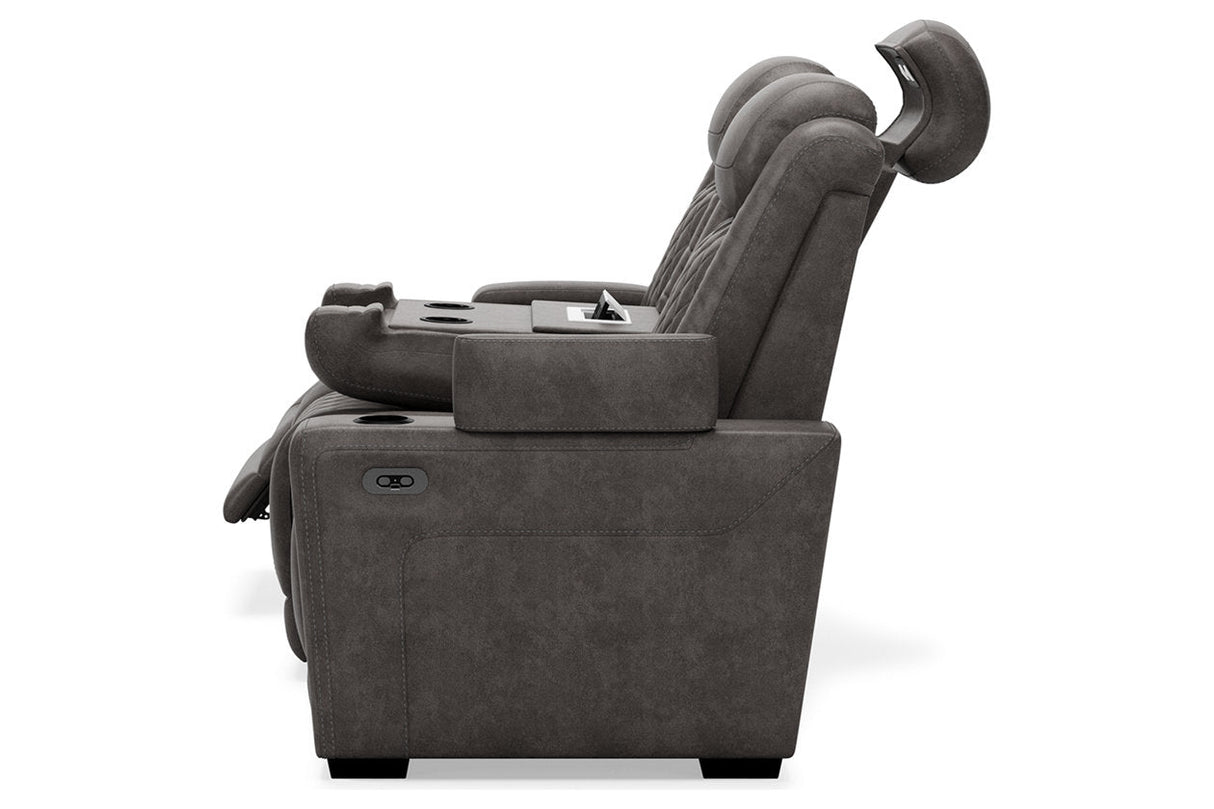 HyllMont Gray Power Reclining Sofa