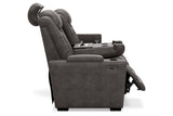 HyllMont Gray Power Reclining Sofa