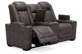 HyllMont Gray Power Reclining Loveseat and Power Recliner