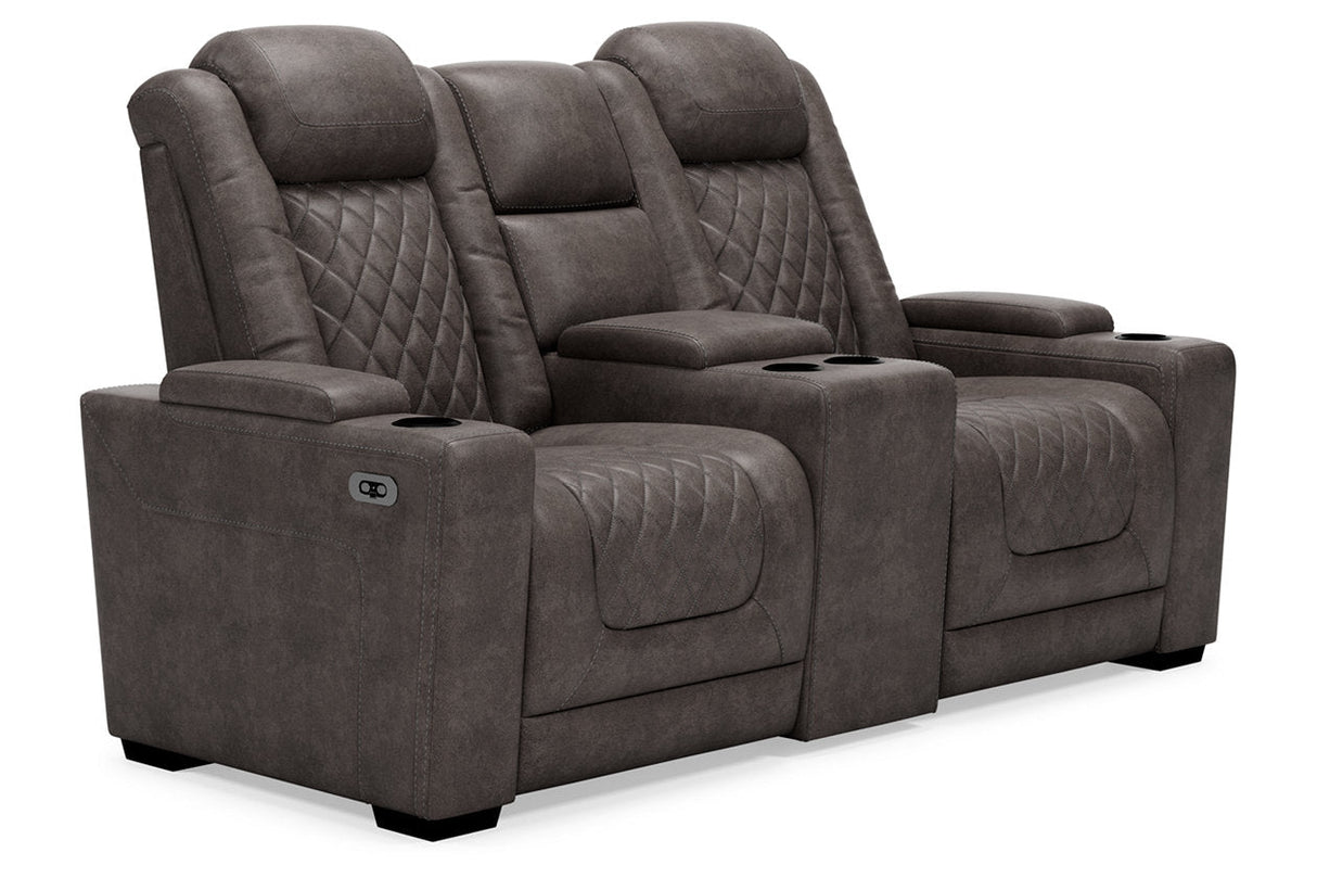 HyllMont Gray Power Reclining Sofa, Loveseat and Recliner