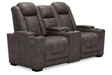 HyllMont Gray Power Reclining Sofa and Loveseat