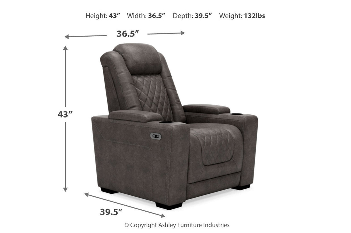 HyllMont Gray Power Reclining Loveseat and Power Recliner