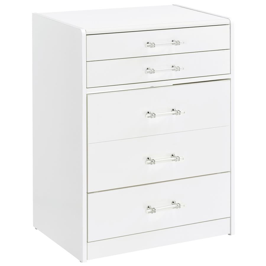 Danbury White High Gloss 3-drawer Makeup Vanity & Stool Set
