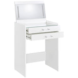Danbury White High Gloss 3-drawer Makeup Vanity & Stool Set