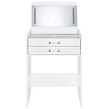Danbury White High Gloss 3-drawer Makeup Vanity & Stool Set