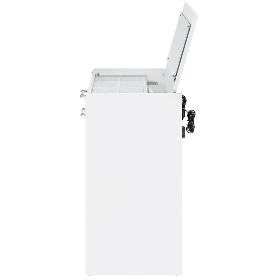 Danbury White High Gloss 3-drawer Makeup Vanity & Stool Set