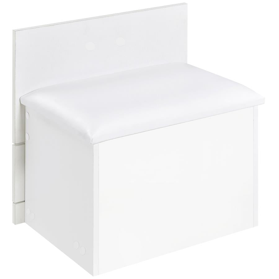 Danbury White High Gloss 3-drawer Makeup Vanity & Stool Set