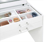 Danbury White High Gloss 3-drawer Makeup Vanity & Stool Set