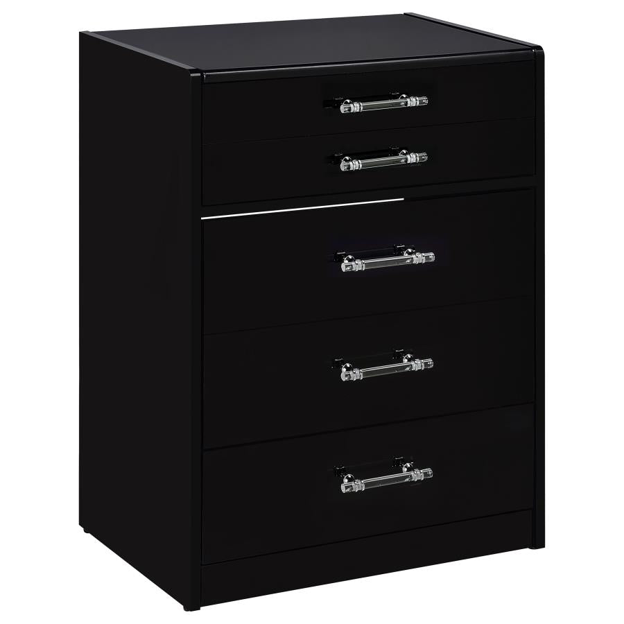 Danbury Black High Gloss 3-drawer Makeup Vanity & Stool Set