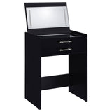 Danbury Black High Gloss 3-drawer Makeup Vanity & Stool Set