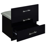 Danbury Black High Gloss 3-drawer Makeup Vanity & Stool Set