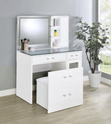Flora White High Gloss 2-drawer Vanity Set with LED Mirror