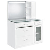 Flora White High Gloss 2-drawer Vanity Set with LED Mirror