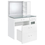 Flora White High Gloss 2-drawer Vanity Set with LED Mirror